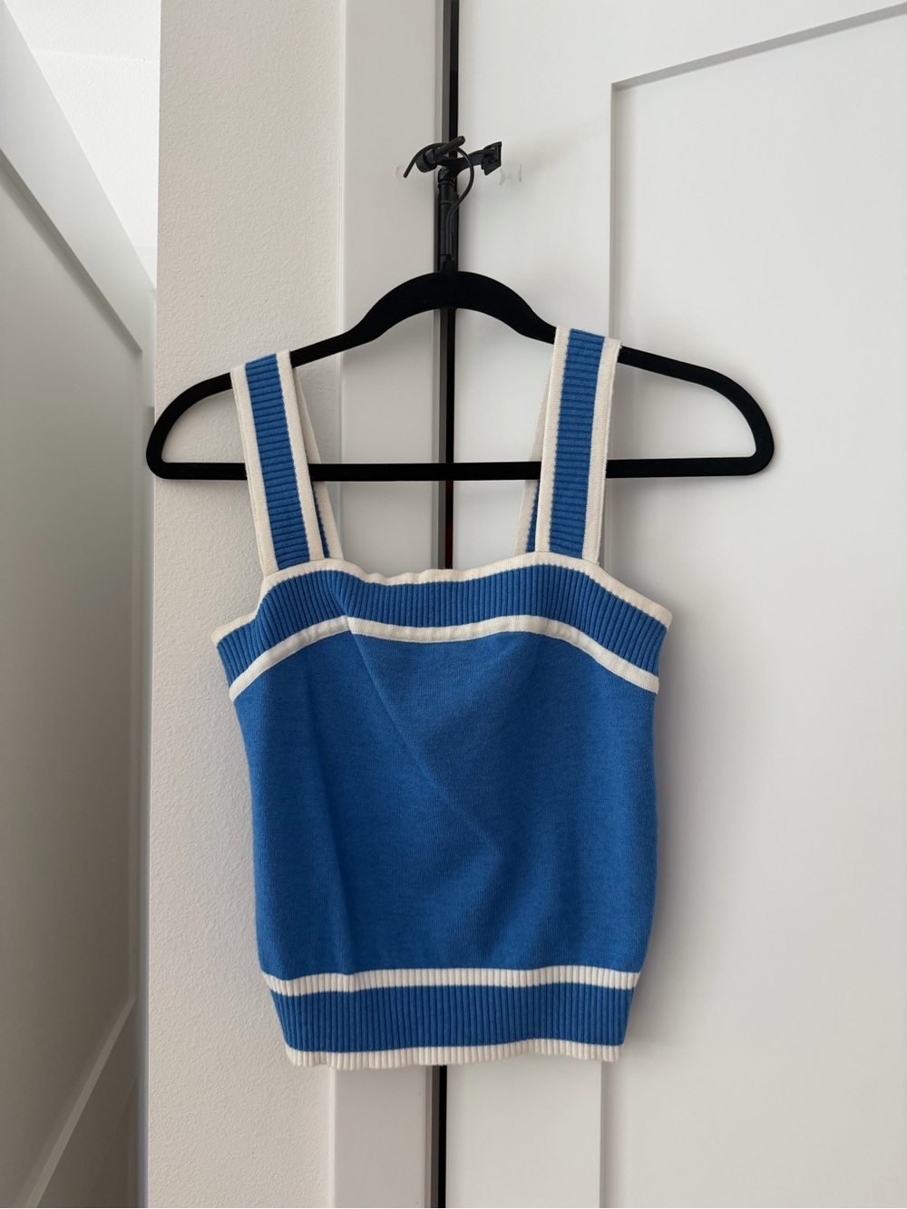 Blue Contrast Trim Knit Tank Top